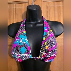 Y2K Bikini Top Reversable Paint Splatter Artist Bright Colorful